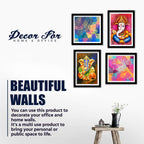 Lord Ganesha Decorative Premium Wall Frame Set of Four