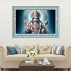 Lord Of Gods Maha Vishnu Floral Border Canvas Wall Painting