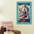 Lord Shankar Floral Border Vertical Canvas Wall Painting