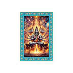 Lord Shiva in Cosmic Meditation Floral Border Vertical Wall Painting