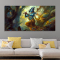 Lord Shri Krishna Playing with Flute Canvas Wall Painting