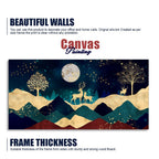 Luxurious Modern Art of Mountains and Golden Tropical leaves Canvas Wall Painting Premium Wall Painting