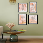 Minimalist Line Art Tree Leaf  Wall Frame Set of Four