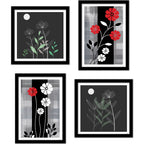 Modern Floral Flower Art Wall Frame Set of Four