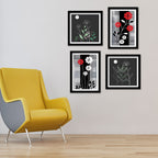 Modern Floral Flower Art Wall Frame Set of Four