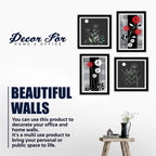 Modern Floral Flower Art Wall Frame Set of Four