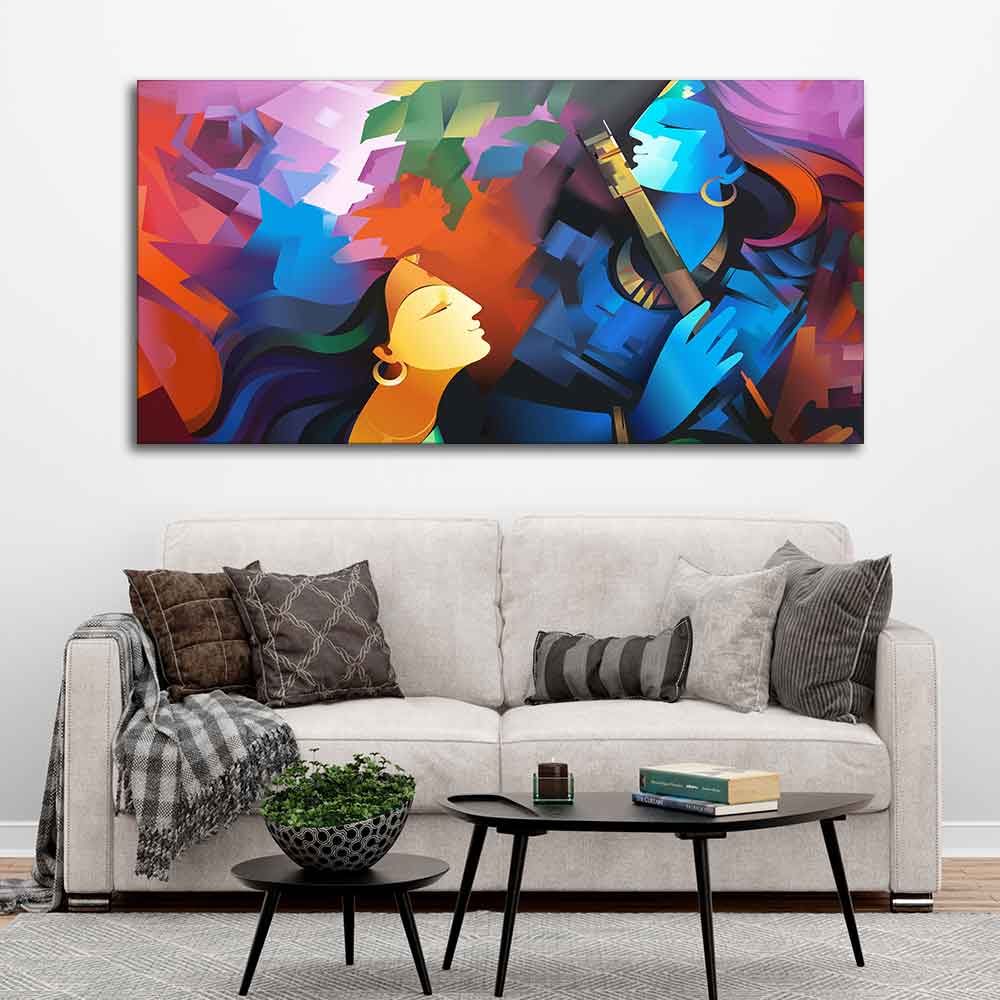 radha krishna painting on wall