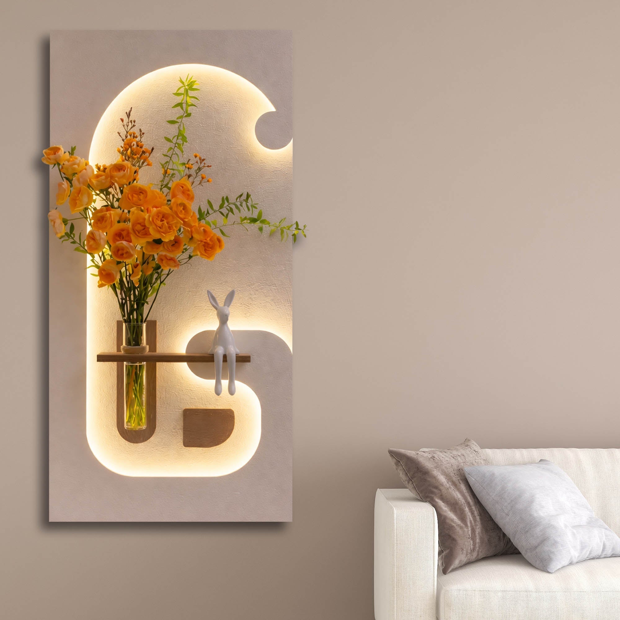 Stylish LED Wall Panel with Flower Holder