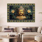 Symbol of Peace Gautam Buddha Border Canvas Wall Painting