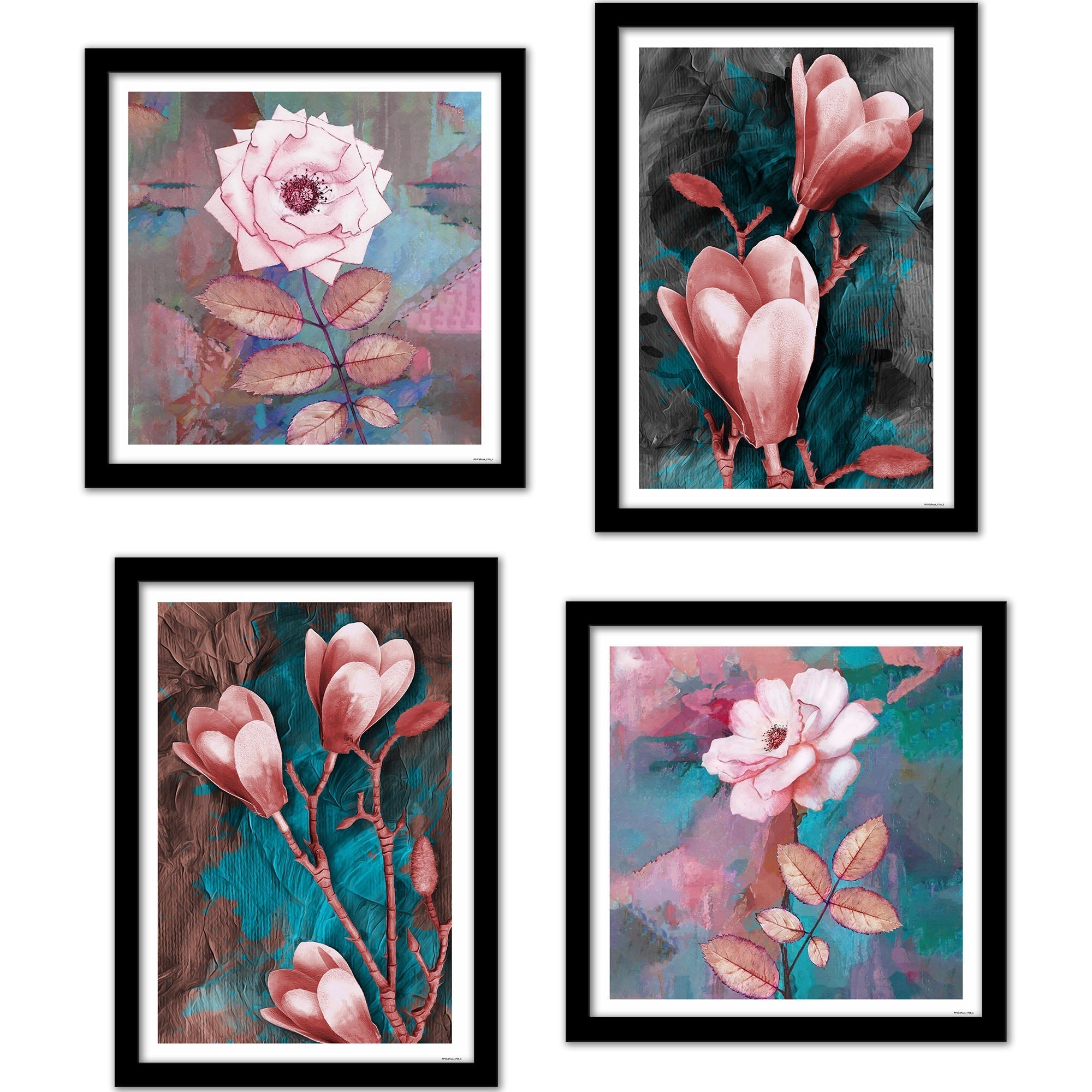 Tulips Flower Decorative Wall Frames Set of Four